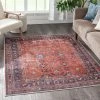 Well Woven Global Daliah Machine Washable Vintage Persian Oriental Red Flat-Weave Rug