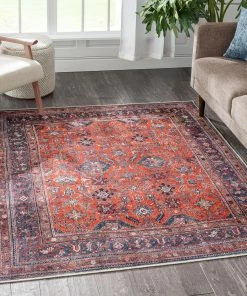 Well Woven Global Daliah Machine Washable Vintage Persian Oriental Red Flat-Weave Rug