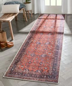 Well Woven Global Daliah Machine Washable Vintage Persian Oriental Red Flat-Weave Rug