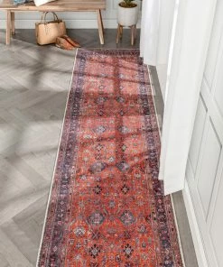 Well Woven Global Daliah Machine Washable Vintage Persian Oriental Red Flat-Weave Rug