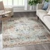 Well Woven Binita Machine Washable Vintage Medallion Oriental Ivory Rust Flat-Weave Rug Global