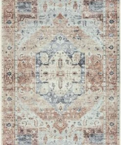 Well Woven Binita Machine Washable Vintage Medallion Oriental Ivory Rust Flat-Weave Rug Global
