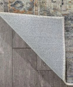 Well Woven Binita Machine Washable Vintage Medallion Oriental Grey Ivory Flat-Weave Rug Global