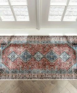 Well Woven Menda Machine Washable Vintage Bohemian Meallion Oriental Blush Flat-Weave Distressed Rug 20 Well Woven Menda Machine Washable Vintage Bohemian Meallion Oriental Blush Flat-Weave Distressed Rug