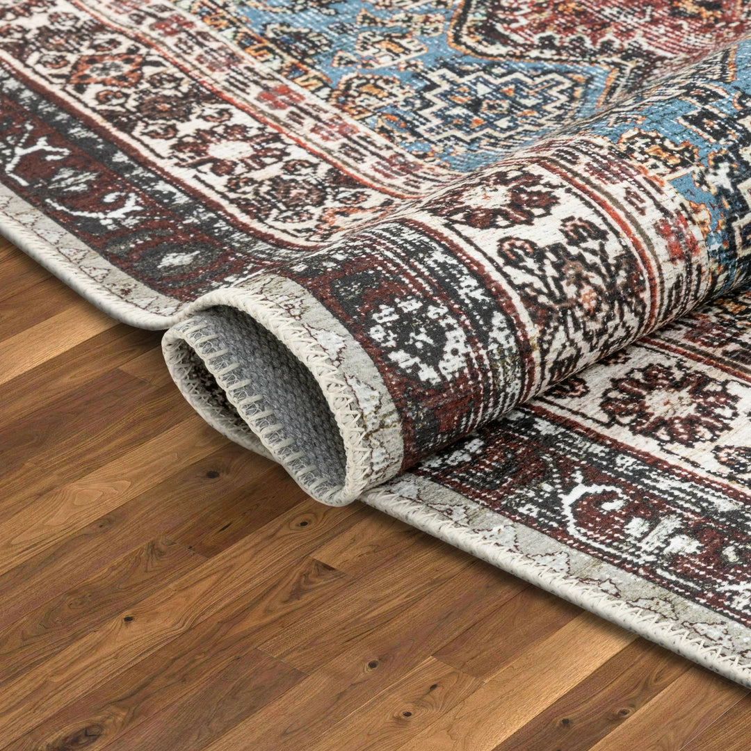 Well Woven Menda Machine Washable Vintage Bohemian Meallion Oriental Blush Flat-Weave Distressed Rug 11 Well Woven Menda Machine Washable Vintage Bohemian Meallion Oriental Blush Flat-Weave Distressed Rug