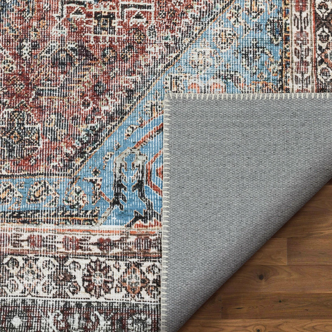 Well Woven Menda Machine Washable Vintage Bohemian Meallion Oriental Blush Flat-Weave Distressed Rug 4 Well Woven Menda Machine Washable Vintage Bohemian Meallion Oriental Blush Flat-Weave Distressed Rug