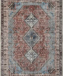 Well Woven Menda Machine Washable Vintage Bohemian Meallion Oriental Blush Flat-Weave Distressed Rug