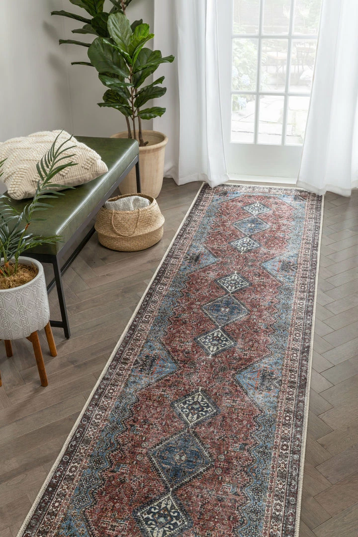 Well Woven Menda Machine Washable Vintage Bohemian Meallion Oriental Blush Flat-Weave Distressed Rug 6 Well Woven Menda Machine Washable Vintage Bohemian Meallion Oriental Blush Flat-Weave Distressed Rug