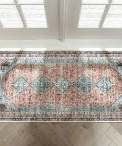 Well Woven Menda Machine Washable Vintage Bohemian Meallion Oriental Light Blue Flat-Weave Distressed Rug Global 20 Well Woven Menda Machine Washable Vintage Bohemian Meallion Oriental Light Blue Flat-Weave Distressed Rug Global