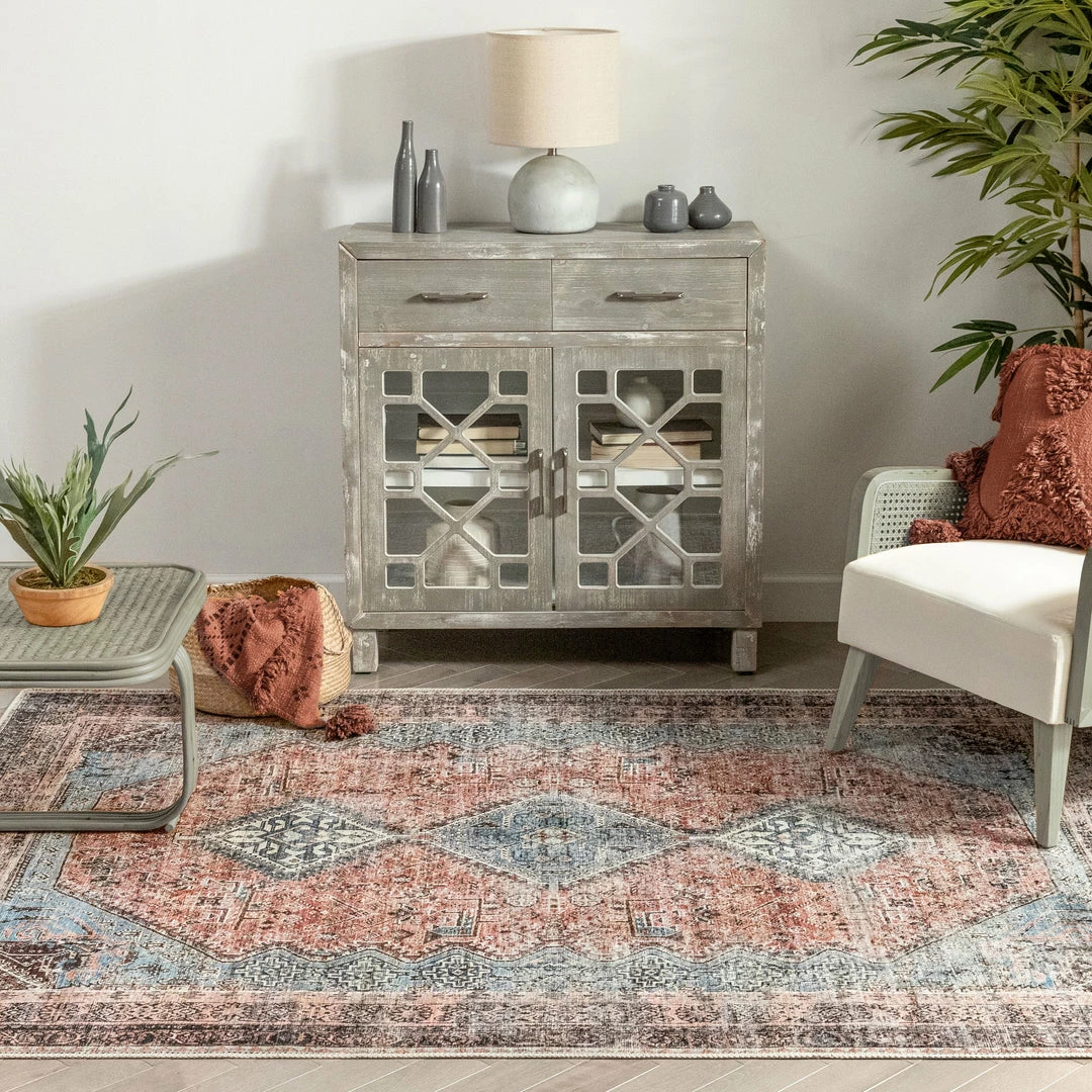 Well Woven Menda Machine Washable Vintage Bohemian Meallion Oriental Light Blue Flat-Weave Distressed Rug Global 9 Well Woven Menda Machine Washable Vintage Bohemian Meallion Oriental Light Blue Flat-Weave Distressed Rug Global