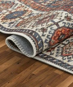 Well Woven Ripon Machine Washable Vintage Medallion Botanical Border Blue Red Flat-Weave Distressed Rug 23 Well Woven Ripon Machine Washable Vintage Medallion Botanical Border Blue Red Flat-Weave Distressed Rug