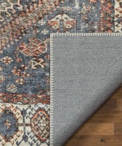 Well Woven Ripon Machine Washable Vintage Medallion Botanical Border Blue Red Flat-Weave Distressed Rug 16 Well Woven Ripon Machine Washable Vintage Medallion Botanical Border Blue Red Flat-Weave Distressed Rug