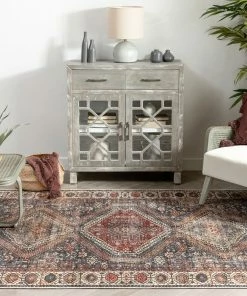 Well Woven Ripon Machine Washable Vintage Medallion Botanical Border Blue Red Flat-Weave Distressed Rug 21 Well Woven Ripon Machine Washable Vintage Medallion Botanical Border Blue Red Flat-Weave Distressed Rug