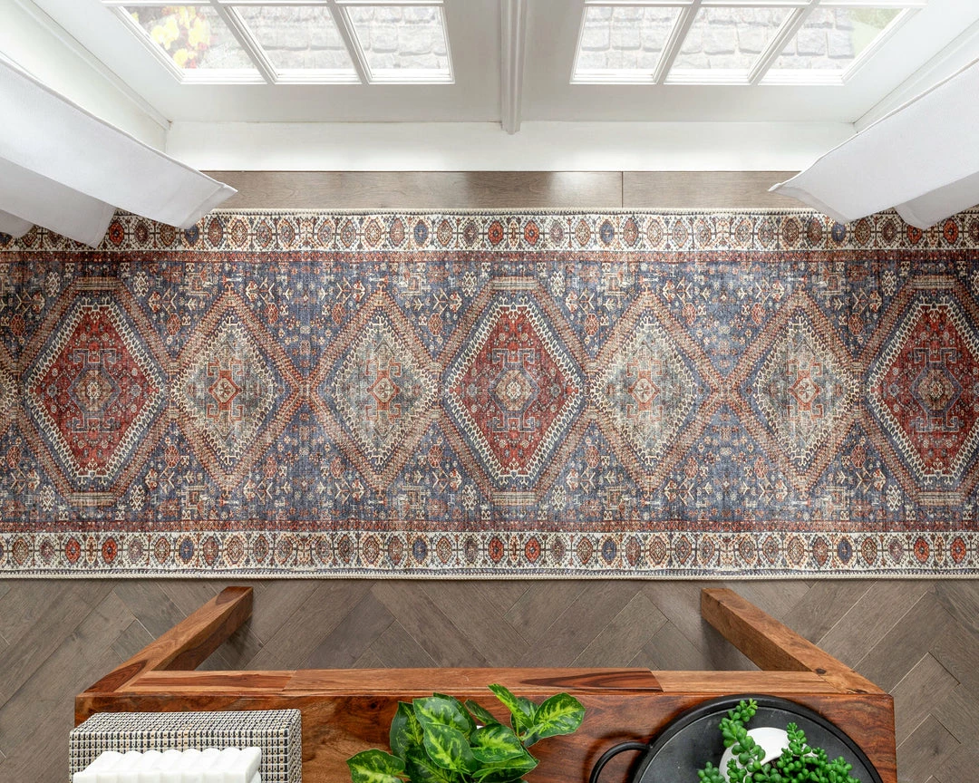 Well Woven Ripon Machine Washable Vintage Medallion Botanical Border Blue Red Flat-Weave Distressed Rug 13 Well Woven Ripon Machine Washable Vintage Medallion Botanical Border Blue Red Flat-Weave Distressed Rug