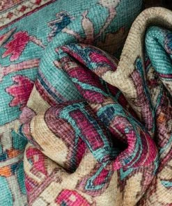 Well Woven Shasta Machine Washable Vintage Bohemian Medallion Persian Blush Turquoise Flat-Weave Distressed Rug Global