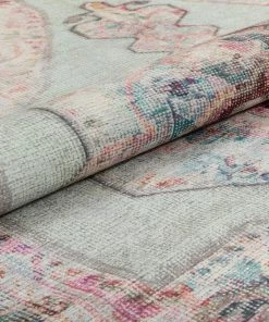 Well Woven Ramon Machine Washable Vintage Persian Botanical Pink Pastel Green Flat-Weave Distressed Rug Global 19 Well Woven Ramon Machine Washable Vintage Persian Botanical Pink Pastel Green Flat-Weave Distressed Rug Global