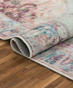 Well Woven Ramon Machine Washable Vintage Persian Botanical Pink Pastel Green Flat-Weave Distressed Rug Global 18 Well Woven Ramon Machine Washable Vintage Persian Botanical Pink Pastel Green Flat-Weave Distressed Rug Global