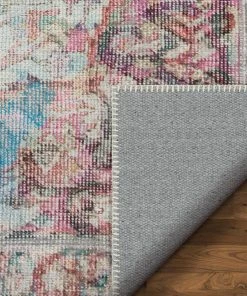 Well Woven Ramon Machine Washable Vintage Persian Botanical Pink Pastel Green Flat-Weave Distressed Rug Global 13 Well Woven Ramon Machine Washable Vintage Persian Botanical Pink Pastel Green Flat-Weave Distressed Rug Global