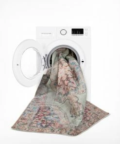 Well Woven Ramon Machine Washable Vintage Persian Botanical Pink Pastel Green Flat-Weave Distressed Rug Global 14 Well Woven Ramon Machine Washable Vintage Persian Botanical Pink Pastel Green Flat-Weave Distressed Rug Global