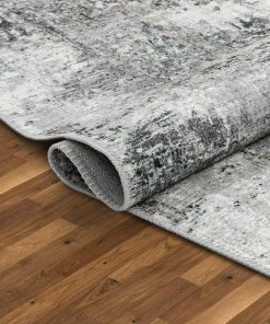 Well Woven Arcata Machine Washable Contemporary Distressed Abstract Grey Flat-Weave Distressed Rug