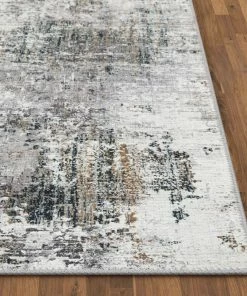 Well Woven Arcata Machine Washable Contemporary Distressed Abstract Grey Flat-Weave Distressed Rug