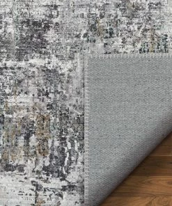 Well Woven Arcata Machine Washable Contemporary Distressed Abstract Grey Flat-Weave Distressed Rug