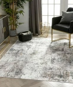 Well Woven Arcata Machine Washable Contemporary Distressed Abstract Grey Flat-Weave Distressed Rug