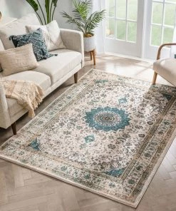 Well Woven Mahal Beige Vintage Medallion Rug