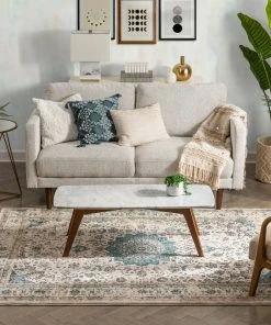 Well Woven Mahal Beige Vintage Medallion Rug