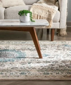 Well Woven Mahal Beige Vintage Medallion Rug