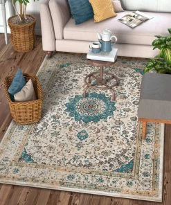 Well Woven Mahal Beige Vintage Medallion Rug