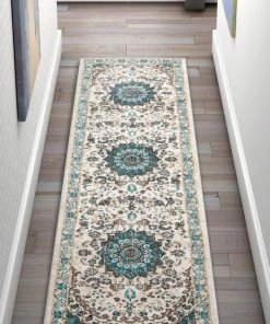 Well Woven Mahal Beige Vintage Medallion Rug