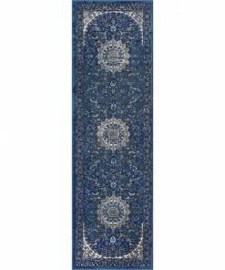 Well Woven Mahal Blue Vintage Medallion Rug