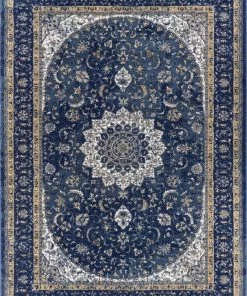 Well Woven Mahal Blue Vintage Medallion Rug