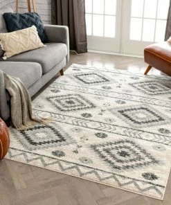 Well Woven Prato Tribal Southwestern Geometric Grey Rug
