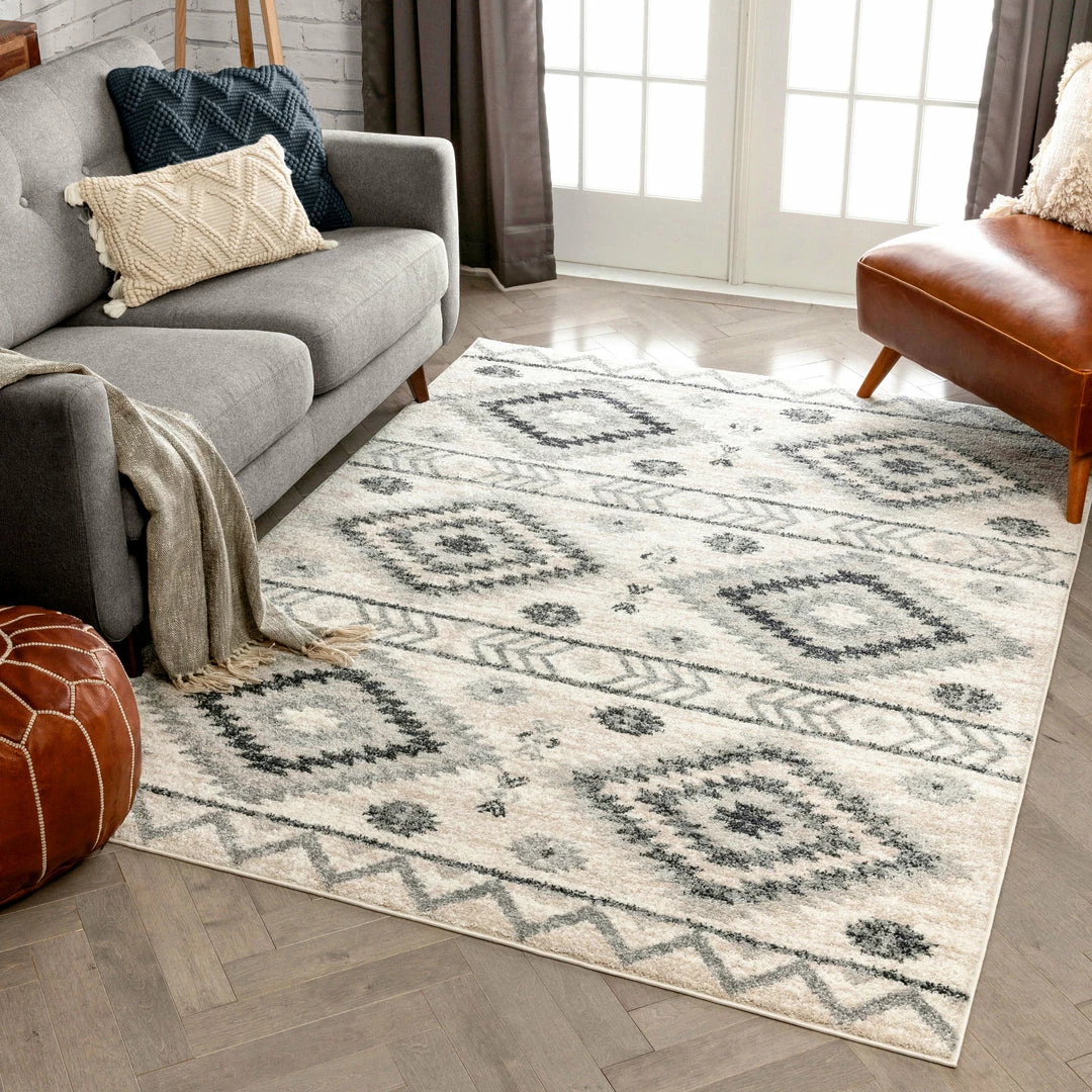 Well Woven Prato Tribal Southwestern Geometric Grey Rug 2 Well Woven Prato Tribal Southwestern Geometric Grey Rug