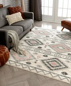 Well Woven Prato Tribal Southwestern Geometric Pink Rug Global