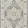 Well Woven Forti Perisan Medallion Botanical Border Grey Rug