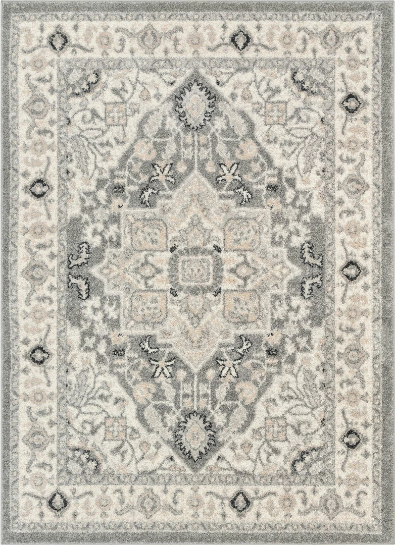 Well Woven Forti Perisan Medallion Botanical Border Grey Rug 1 Well Woven Forti Perisan Medallion Botanical Border Grey Rug