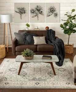 Well Woven Forti Perisan Medallion Botanical Border Grey Rug 13 Well Woven Forti Perisan Medallion Botanical Border Grey Rug