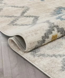 Well Woven Global Duchess Moroccan Diamond Pattern Beige Blue Rug