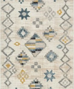 Well Woven Global Duchess Moroccan Diamond Pattern Beige Blue Rug
