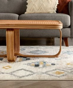 Well Woven Global Duchess Moroccan Diamond Pattern Beige Blue Rug