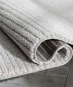 Well Woven Geometric Carlow Solid & Striped Textured Taupe Ivory Ultra Soft High-Low Shag Rug