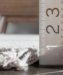 Well Woven Geometric Carlow Solid & Striped Textured Taupe Ivory Ultra Soft High-Low Shag Rug