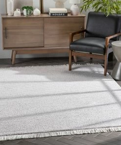 Well Woven Geometric Carlow Solid & Striped Textured Taupe Ivory Ultra Soft High-Low Shag Rug
