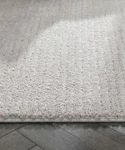 Well Woven Geometric Carlow Solid & Striped Textured Taupe Ivory Ultra Soft High-Low Shag Rug
