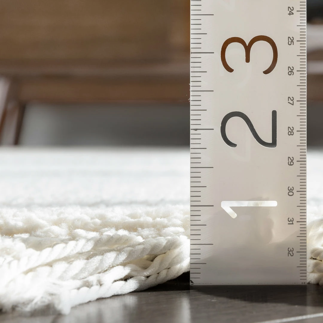 Well Woven Geometric Monroe Solid & Striped Textured Ivory Ultra Soft High-Low Shag Rug 12 Well Woven Geometric Monroe Solid & Striped Textured Ivory Ultra Soft High-Low Shag Rug