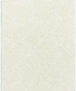 Well Woven Global Firth Moroccan Trellis Textured Ivory Ultra Soft High-Low Shag Rug