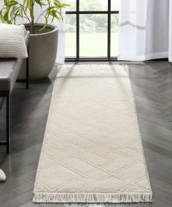 Well Woven Global Firth Moroccan Trellis Textured Ivory Ultra Soft High-Low Shag Rug